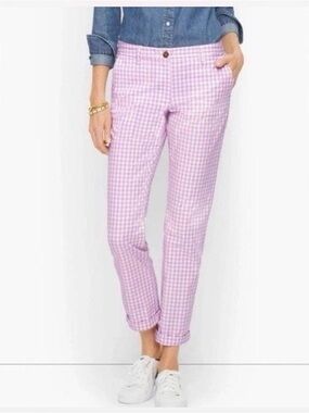 NWT Talbots Relaxed Pink Gingham Chinos —size 4